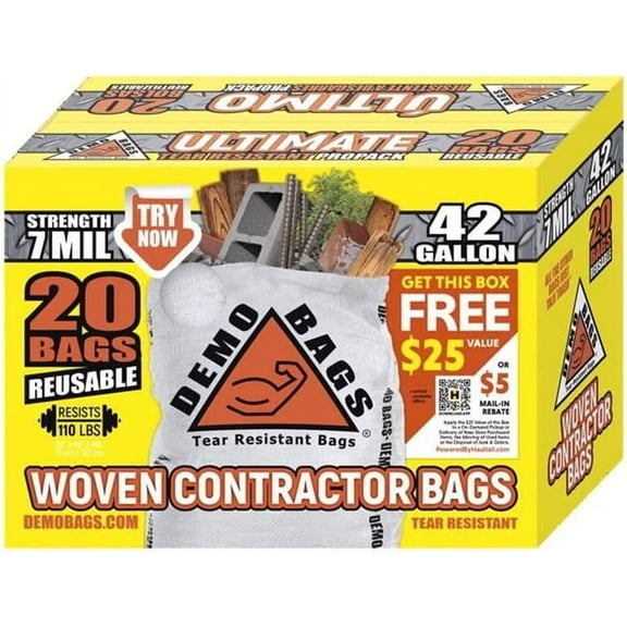 Demo 42 Gal. Contractor White Trash Bag (20-Count) DB20