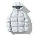 thumbnail image 2 of Men's Casual Camouflage Maple Leaf Print Hooded Cotton-padded Jacket with Detachable Hood, White, Size L, 2 of 5