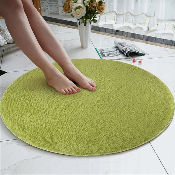 PYPESEEWY Warehouse Extra Soft and Absorbent Microfiber Bath Rugs 80cm Soft Coral Velvet Round Rug Anti-skid Doormat Carpet Bath Living Room Rug Bath Mats for Bathroom Floor, Tub and Shower