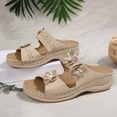 thumbnail image 5 of Bkhluea Women Wedge Slide Sandals Floral Appliqué Shoes Comfortable For Casual Home Travel Daily Outdoor Activities, 5 of 7