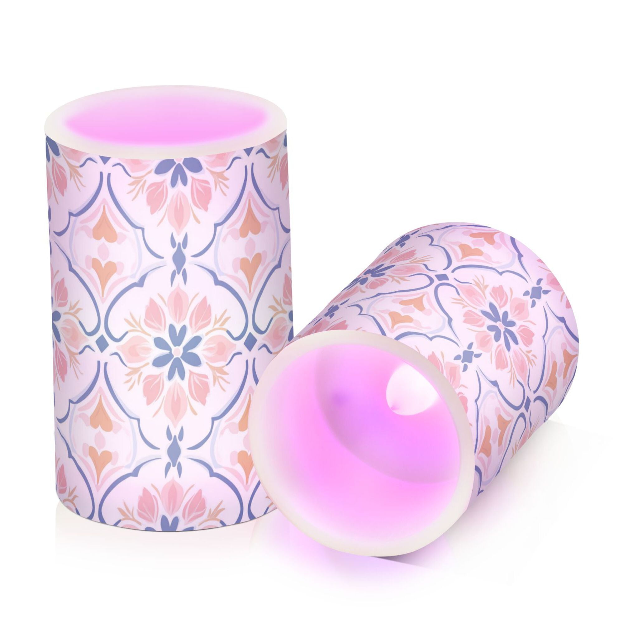 Yayeee Flameless Candles with Remote Flickering Battery Operated Multi Color Changing, Pink Mosaic Pattern
