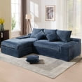 thumbnail image 2 of GNIXUU 98.8” Modular Sectional Sofa, Cloud Boneless Couch with Deep Seat Chaise, Comfy Corduroy L-Shape Convertible Modern Sponge Compression Sofas for Living Room,Bedroom,Office,Blue, 2 of 6
