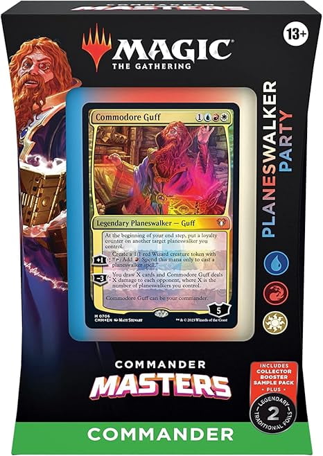 Magic The Gathering Commander Masters Commander Deck - Planeswalker Party (100-Card Deck, 2-Card Collector Booster Sample Pack + Accessories)