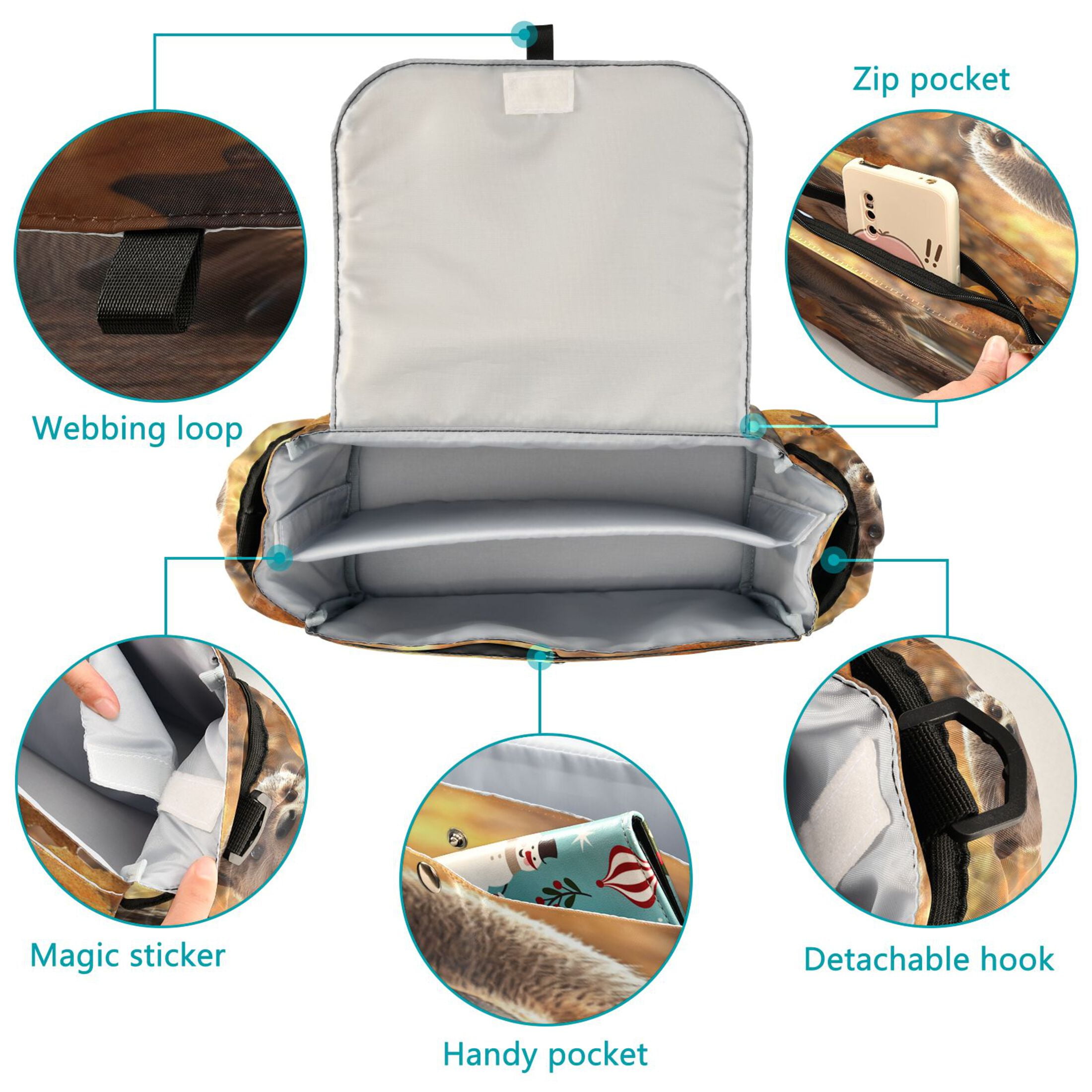 DIXRUYEE Stroller Organizer Cute Wilderness Explorer Printed
