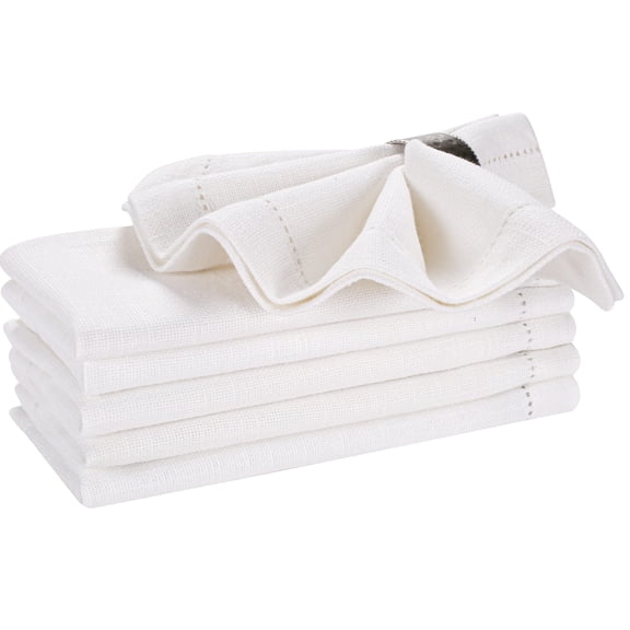 Bedding Craft White Khadi Cotton Cloth Dinner Napkins – Soft Durable Washable Fabric for Easter, Christmas, Weddings & Parties – Set of 6, 16"x16”