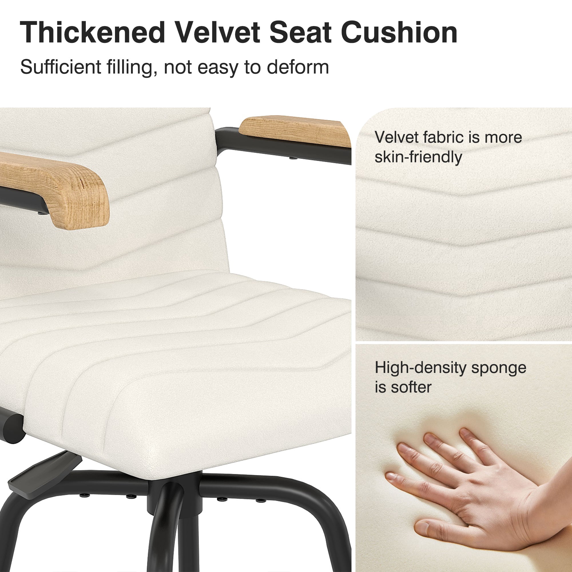 VECELO Set of 4 Counter Height Swivel Bar Stools with Back and Armrest, Modern Velvet Upholstered Bar Chairs for Kitchen Island, Steel Stool Frame, Beige