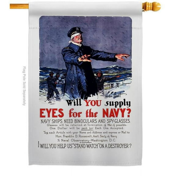 US Brotherhood H183024-BO 28 x 40 in. Will you Supply Eyes House Flag with Armed Forces Navy Double-Sided Decorative Vertical Flags Decoration Banner Garden Yard Gift