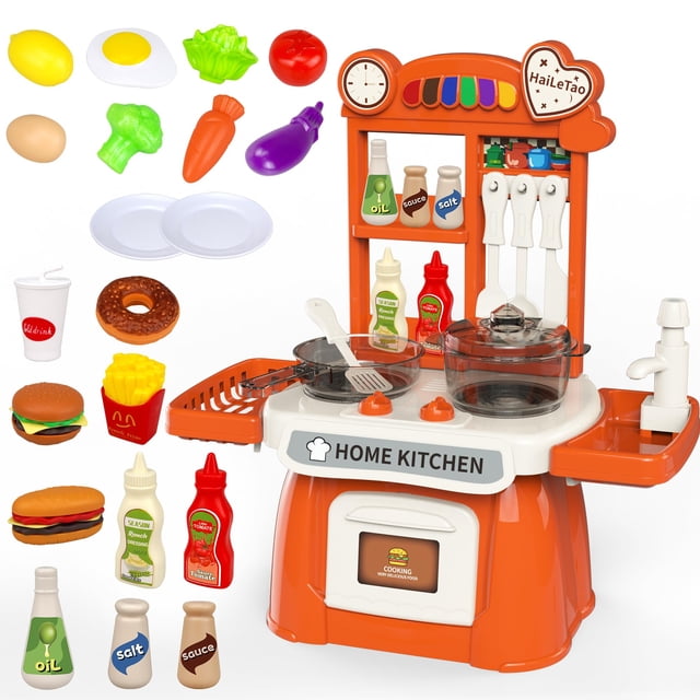 Cocina de juguete HaiLeTao para niños pequeños con sonido y luz