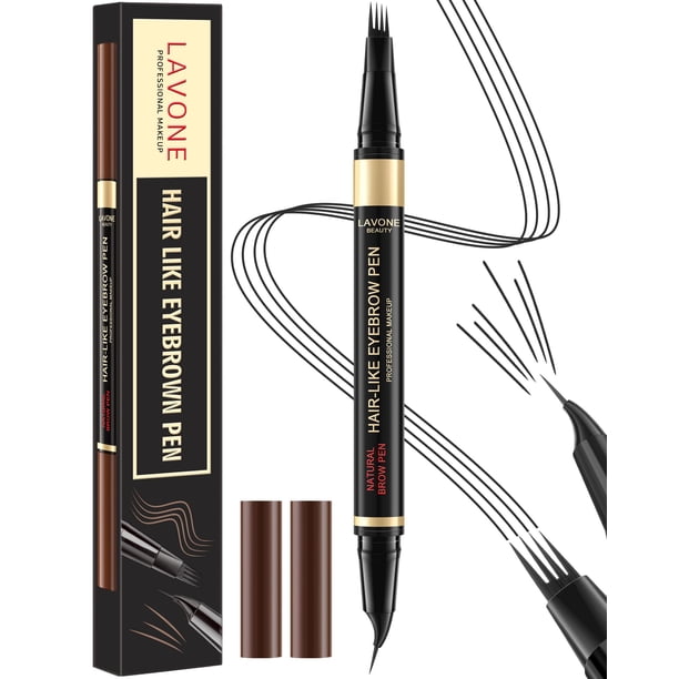 Lápiz de cejas LAVONE 2 en 1 para microblading, impermeable, negro