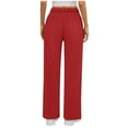thumbnail image 2 of Women's Casual Solid Color Lace Up Straight Leg Sports Slacks2, 2 of 6