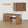 thumbnail image 2 of Folding Sewing Machine Table with Storage - Brown Wood Grain Craft Table for Home, Office & Small Spaces - Adjustable Shelf & Wheels, 2 of 7