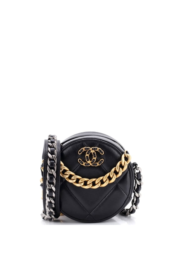 Pre-Owned 19 Round Clutch with Chain Quilted Leather By Rebag
