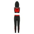 thumbnail image 4 of YIZYIF Kids Girls 3Pcs Sports Outfit Activewear Camisole Mesh Hoodie Cropped Vest Running Jogger Set Red 8, 4 of 7