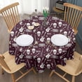 thumbnail image 3 of Burgundy Rock Skull Pattern Round Tablecloth 60"x60",Wrinkle Wipeable Table Cloth for Kitchen Dining Room Picnic Patio Party, 3 of 6