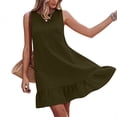thumbnail image 3 of WXLWZYWL Women's Solid Round Neck Backless Strap Loose Dress Summer Casual Loose Back with Bow Tie Knee-High Cute Dress, 3 of 5