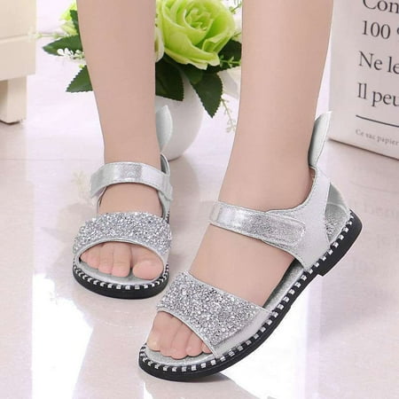 

Toddler Sandal Kids Keen Sandals Cool Girls Sandals Stitch Slippers for Girls Baby Sandals Beautiful Boy Sandals Children s non-slip cute sandals Silver 24