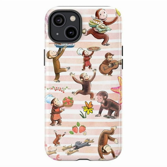 Curious Monkey Cooking & Fun Phone Case – Cute Chef, Music & Play Phone Cover for iPhone 16 15 14 13 12 11 Pro Max Plus Mini