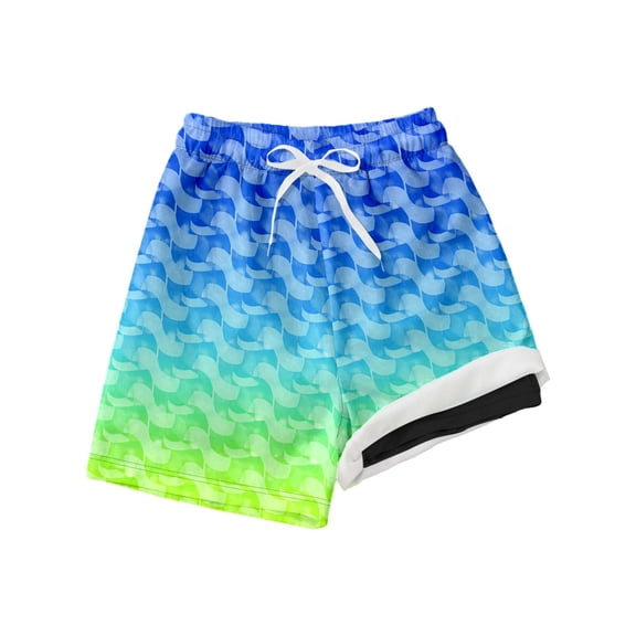 Summer Boys Hawaiian Gradient Ocean Print Swim Trunks Beach Shorts for Youth Pool Water Park Multicolour 5 Years-6 Years