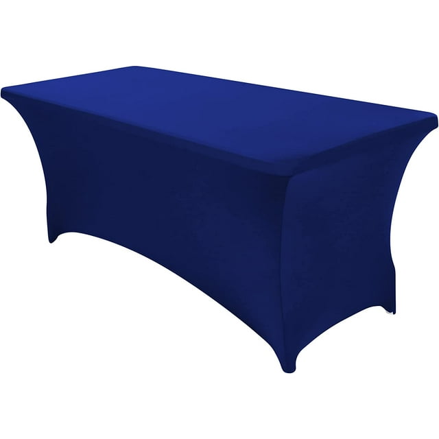 GHSDFBB 1 Pack 6 Ft Royal Blue Table Cover Fitted Rectangular Tablecloth Stretchable Fabric Lycra Table Cloth 6 ft Wrinkle-Free for Party Tradeshows Banquet Weddings Cocktail