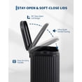 thumbnail image 3 of 3.2 Gallon Stainless Steel Step Trash Can with Soft-Close Lid, Removable Inner Bucket for Kitchen & Office - Black, 3 of 8