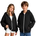 thumbnail image 2 of Girls Zip Up Hoodie Fleece Sweatshirt Jackets with Pocket Full-Zip,Hooded Design,Long Sleeve,Solid Color,Casual Jacket,Fall Winter,Back to School Wear, 2 of 7