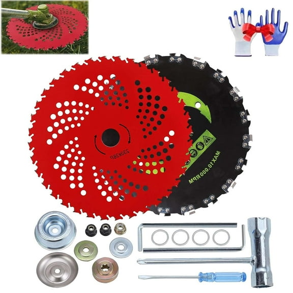 Circular Saw Blade for Weed Trimmers, 9" X 36 Teeth Carbide Tip Brush Blades with Adapter Kit, Steel Wire Grass Trimmer Head, Weed Wacker Blade for Most Brush Cutter,Trimmer,Weeder