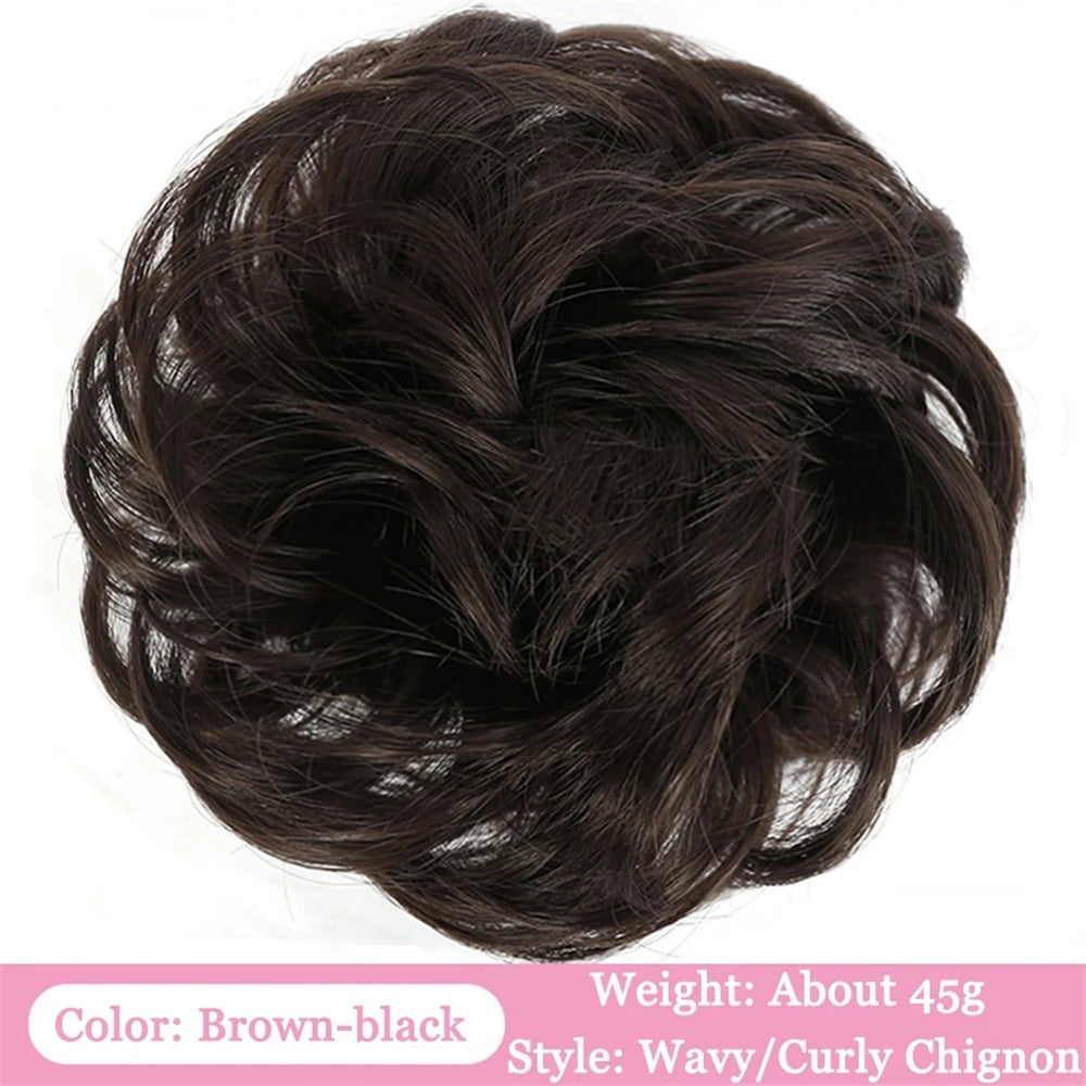 Messy Bun Hair Piece Wavy Curly Scrunchies with Elastic Band Fluffy Chignon Ponytail Hairpieces
