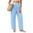 thumbnail image 3 of LIaqionyy Women Pants Elastic Waist Casual Wide Leg Lightweight Sweatpants Trousers Fashion Outfits with Pockets, 3 of 8