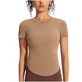 thumbnail image 2 of Women's Casual Oversize Solid Color Round Neck Short Sleeve T-Shirt, Soft Polyester Spandex Blend Top for Daily Wear, 2 of 6