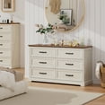 thumbnail image 6 of Hommpa Farmhouse White 6 Drawers Dresser for Bedroom, 50.8" Wide Wood Rustic Chest of Drawers TV Stand Dresser for Closet, Storage Dresser Organizer for Living Room, Hallway, Entryway, Home, 6 of 12
