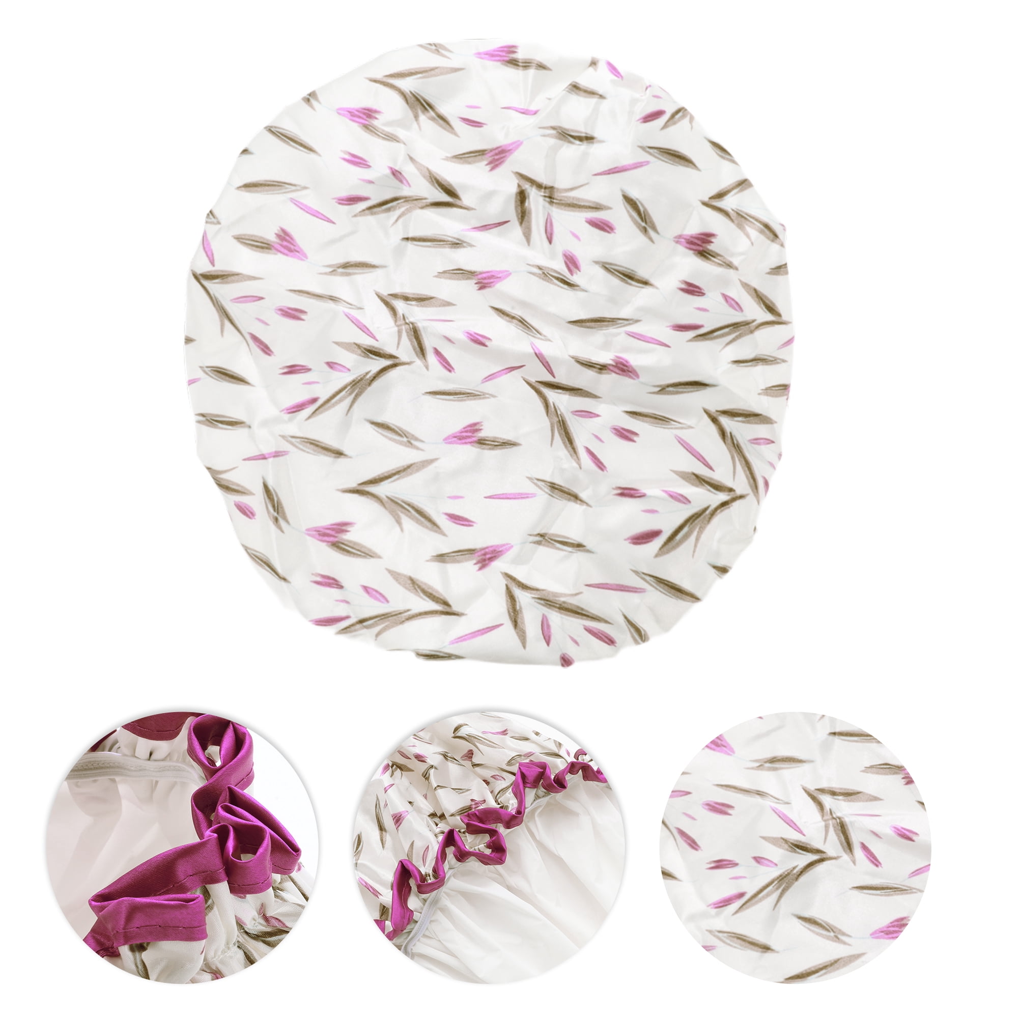 Unique Bargains Women Double Layer Large Dots Shower Cap 1 Pc Beige