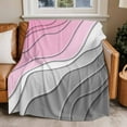 thumbnail image 4 of Pink Gray Beach Coastal Throw Blankets, Abstract Geometric Ocean Waves Soft Fleece Blanket Decorative for Home Sofa Couch Chair Living Bedroom, 50x60 inches,, 4 of 8