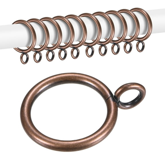 Uxcell 10-Pack Curtain Ring with Eyelet 1 Inch ID Fits Up to 3/4 Inch Curtain Rod Red Metal Drapery Rings