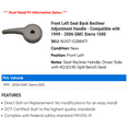 thumbnail image 2 of Front Left Seat Back Recliner Adjustment Handle - Compatible with 1999 - 2006 GMC Sierra 1500 2000 2001 2002 2003 2004 2005, 2 of 2