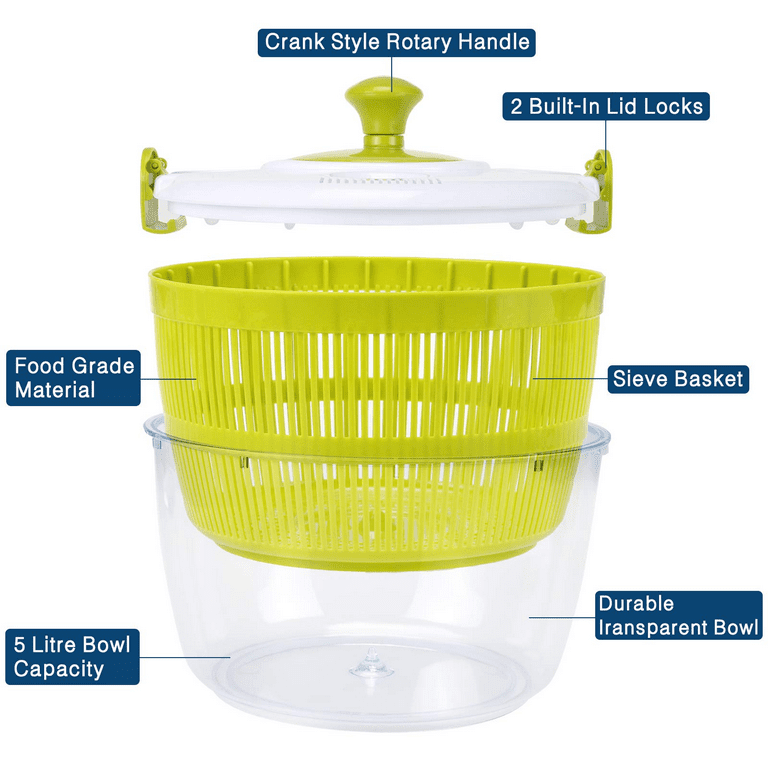 Commercial Salad Spinner Rotary Handle Fruits Vegetable Washer Dryer 6.6  GALLONS