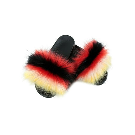 

Colisha Women s Furry Slippers Open Toe Fuzzy Slippers Memory Foam Fluffy House Slippers