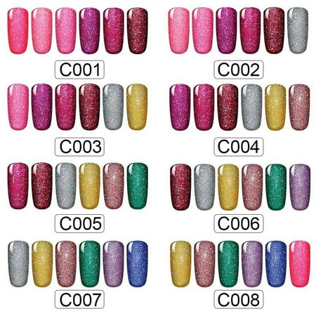 Clavuz Gel Nail Polish Kit With Led Light 12w Neon Shimmer Soak Off