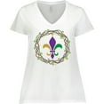 thumbnail image 3 of Inktastic Mardi Gras Fleur De Lis Beads Women's Plus Size V-Neck T-Shirt, 3 of 5