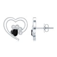 thumbnail image 4 of Rosec Jewels Black Onyx Paw Stud Earrings with Screw Back - AAA Quality - Heart Shape Black Onyx with Diamond - with Jewelry Box, 14K White Gold, 4 of 7