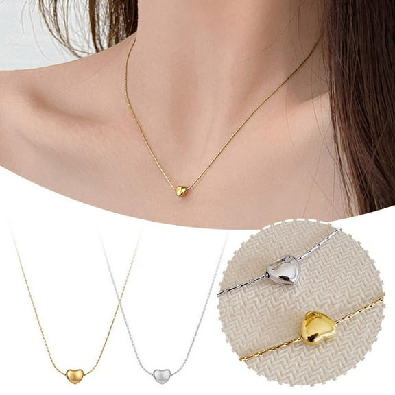 SSKFHGI Silver Small Heart Simple Necklace Niche Love Necklace Female Ins Cold Style Temperament Clavicle Chain Niche Design Simple Versatile Necklace