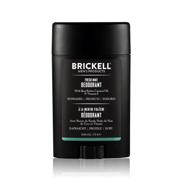Brickell Men's Products Desodorante natural para hombres Aluminio natural y orgánico Sin alcohol ni bicarbonato de sodio 2.65 onzas Menta fresca
