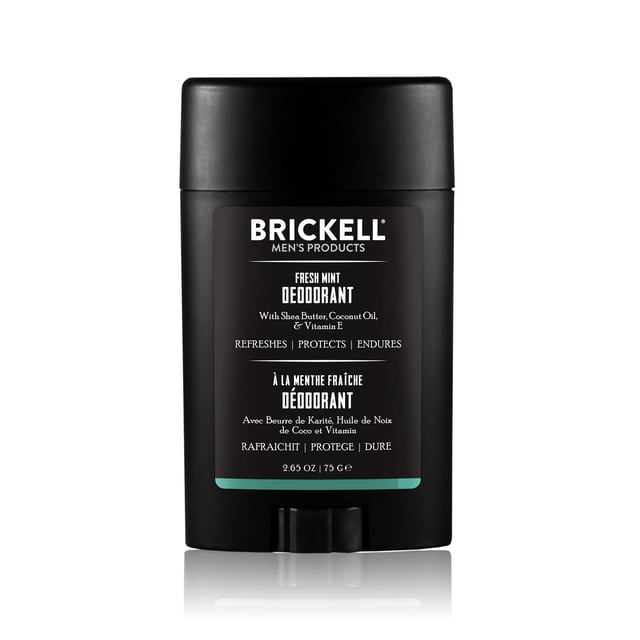 Brickell Men's Products Desodorante natural para hombres Aluminio natural y orgánico Sin alcohol ni bicarbonato de sodio 2.65 onzas Menta fresca