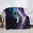thumbnail image 3 of Naloa Purple Sky Wolf Flannel Blankets - Thick and Warm Blanket for Winter, Soft Fuzzy Plush King Blanket for All Seasons60"x50", 3 of 6