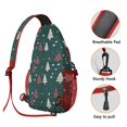 thumbnail image 3 of Sling Backpack,Dark Green Christmas Tree Pattern Sling Bag with Water Bottle Holder,Waterproof Sling Bag for Men/Women with Headphone Jack for Hiking,Travel, 3 of 6