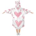 thumbnail image 2 of FORMRS Wearable Blanket Hoodie with Sleeves for Kids Cozy Flannel Sweatshirt, Hand Drawn Hearts, 2 of 7