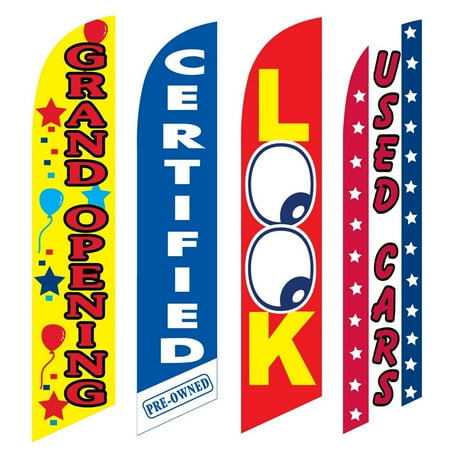 4 Advertising Swooper Flags Grand Opening Certified Pre Owned Look Used Cars