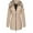 A001 Beige, variant on Women Jacket Reversible Spring and Winter Fashion Warm Quilted Long Hooded Padded Bubble Coat Black S