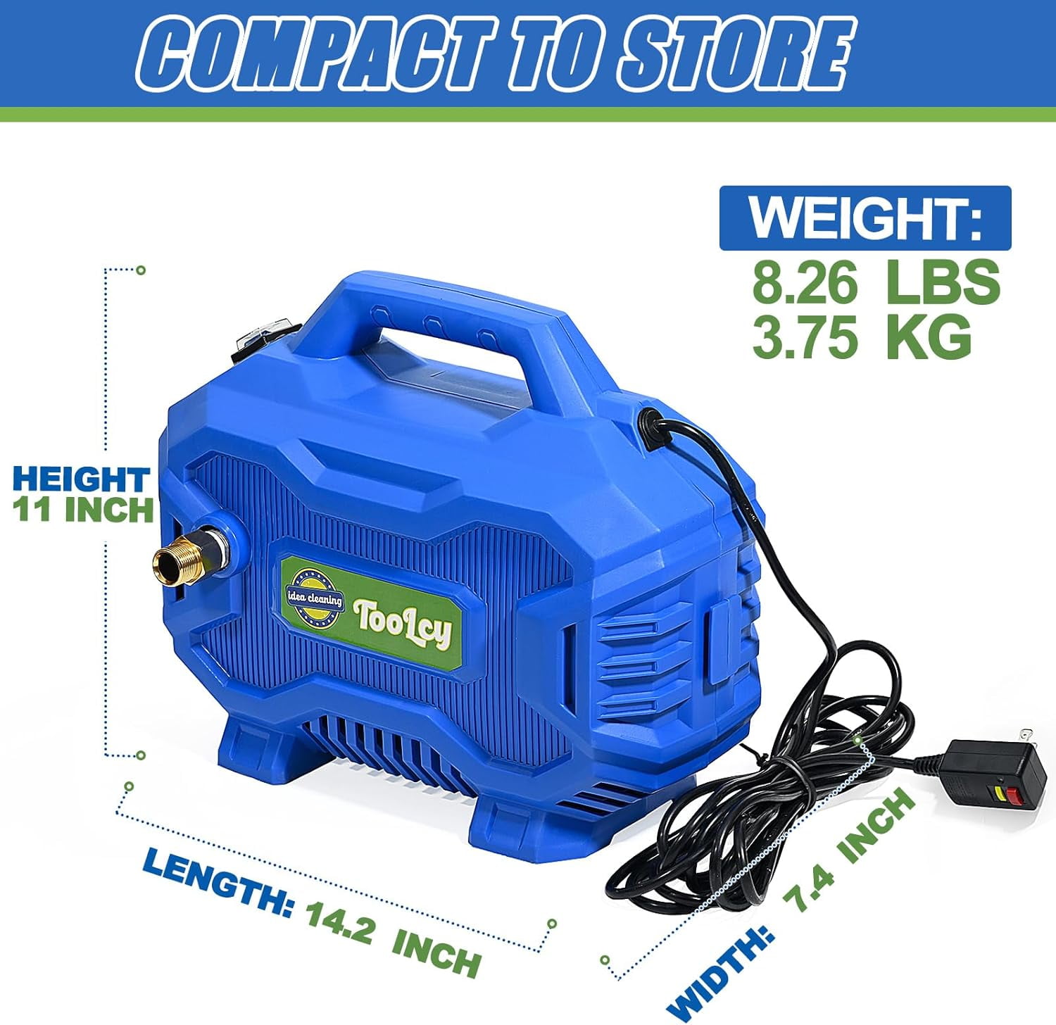 Pressure Washer 2030 PSI Max, Power Washer Electric Powered, 50FT Pressure Hose, Short Gun & Extension Wand, Foam Cannon, 5 Nozzles, Cars Patios Washer