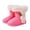 Pink, variant on Girls' Mid Calf Solid Boots Furry Cuff Button Decor Full Fleece Lined Round Toe Anti-Slip Flat Sole for Cold Outdoor Daily Wear, Snow Boots for Girls 2-10.5 Years Pink 18-24 Months