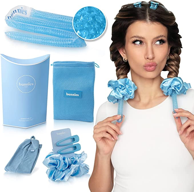 Gel Curler Express Curl Kit Blue Fast Acting Low Heat Hair Curler for